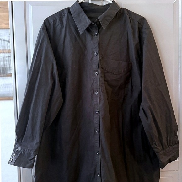 Anthropologie Maeve The Soren Long-Sleeve Shirt Dress,Black,1X - Picture 4 of 11